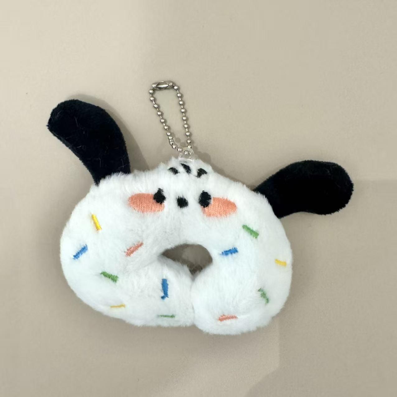 Japanese Cartoon Donut Dog Plush Keychain Backpack Pendant