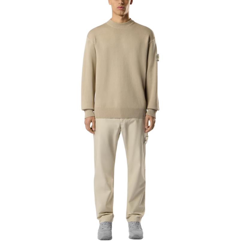 STONE ISLAND Ghost Series Solid Color Ribbed Collar Badge Knit Sweater Men Sweater L2S1551000-63S00FA-V0090