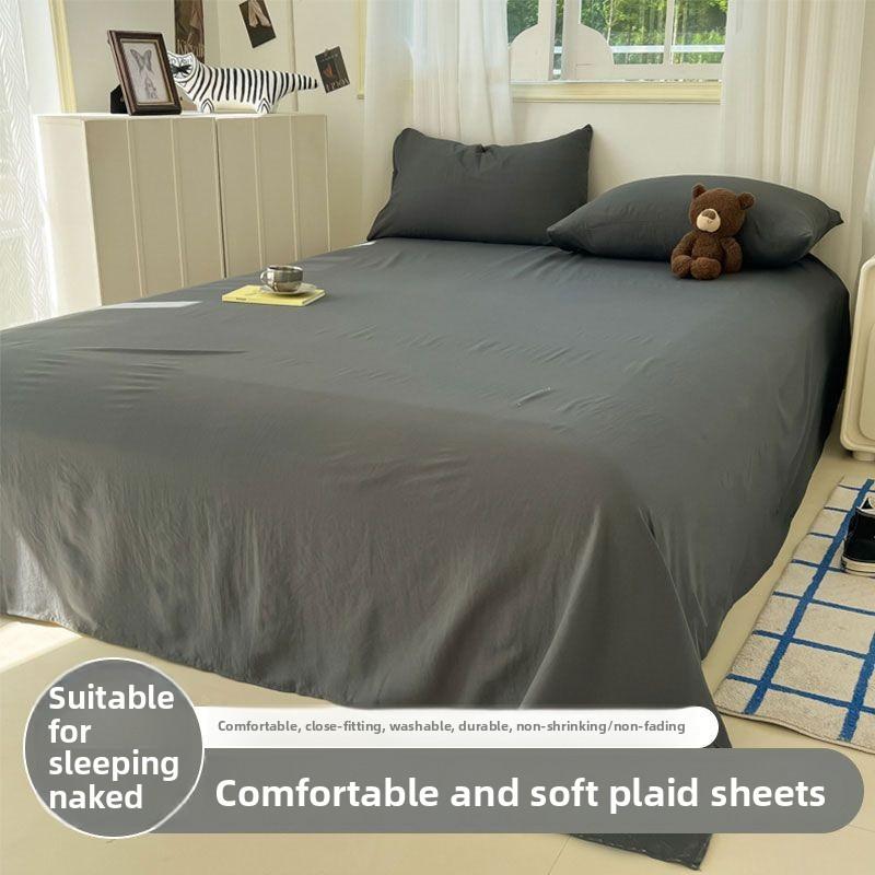 Cream Style Striped Skin-friendly Bed Sheet For Single Double Student Dormitory Household Bed