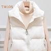 Women Winter Coat with Zipper Pockets Zip-up Closure Padded Turn-down Collar Sleeveless Solid Color Outdoor Leisure Sports Down Waistcoat