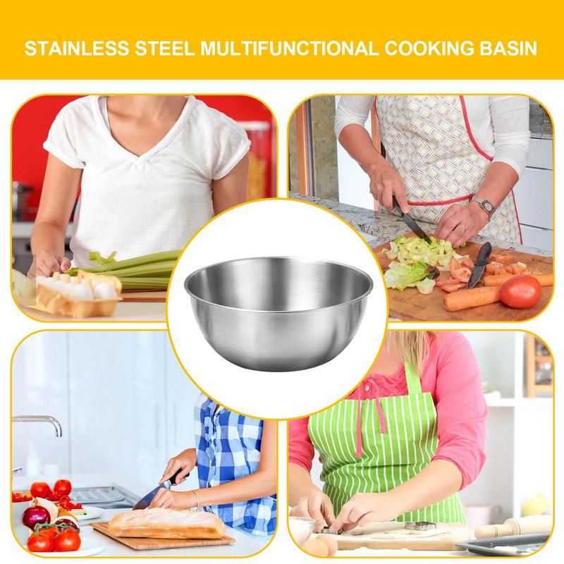 Multifunctional Stainless Steel Basin Food Grade Salad Bowl With Scale Heavy Duty Cooking Serving Bowl Salad Maker And Vegetable