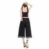 Trendy Summer Oversized Raw Black Denim Cropped Capri Shorts For Women Casual Wide Leg Loose Fit Versatile Slimming FigureFlattering Daily Wear