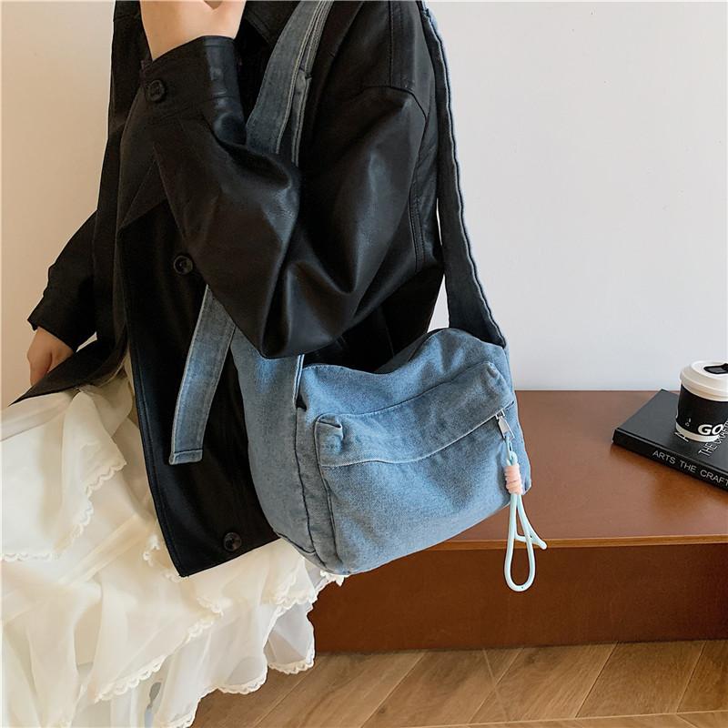 Large Capacity Shoulder Bag Women's Denim Crossbody Bag