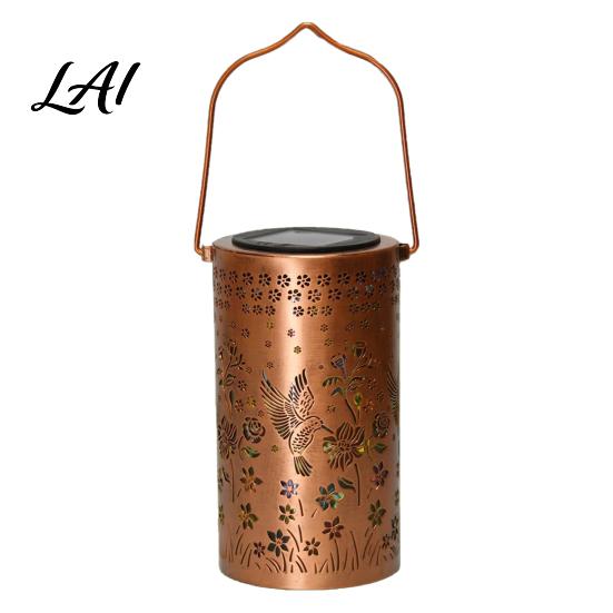 Outdoor Solar Lanterns Decorative Garden Lights Powered Waterproof Metal Floral Patio Pattern