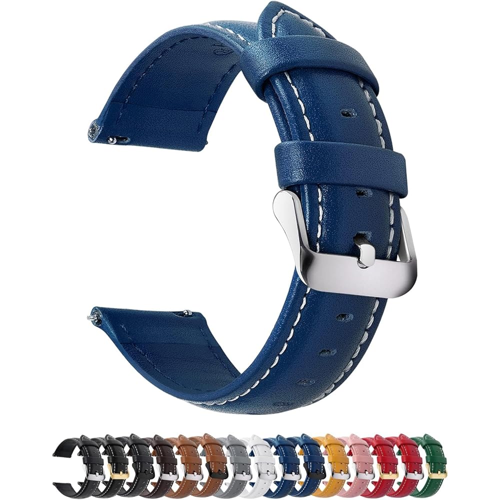 [Fullmosa] Watch Band, Genuine Leather, 24mm Top-Grain Leather Strap, Watch Replacement Strap, Sm...