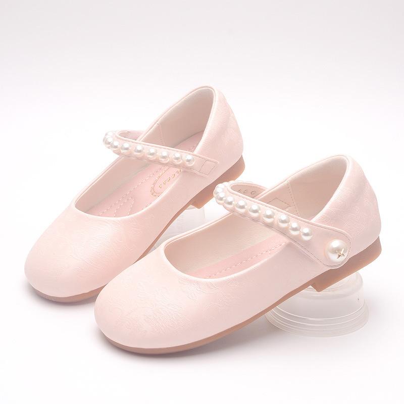 Spring and Autumn New Style Girls' White Leather Shoes, Children's White Shoes, Flower Girl School Uniform Photography Dress Shoes, Little Girls'