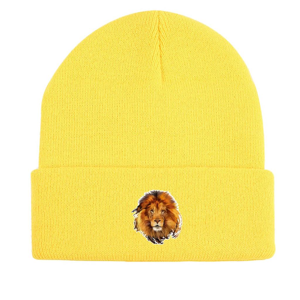 Mütze Damen Strickmützen Löwendruck Mützen Herren Damen Mütze Kopfbedeckung Skullies Beanies Einfarbige Leichte Winddichte