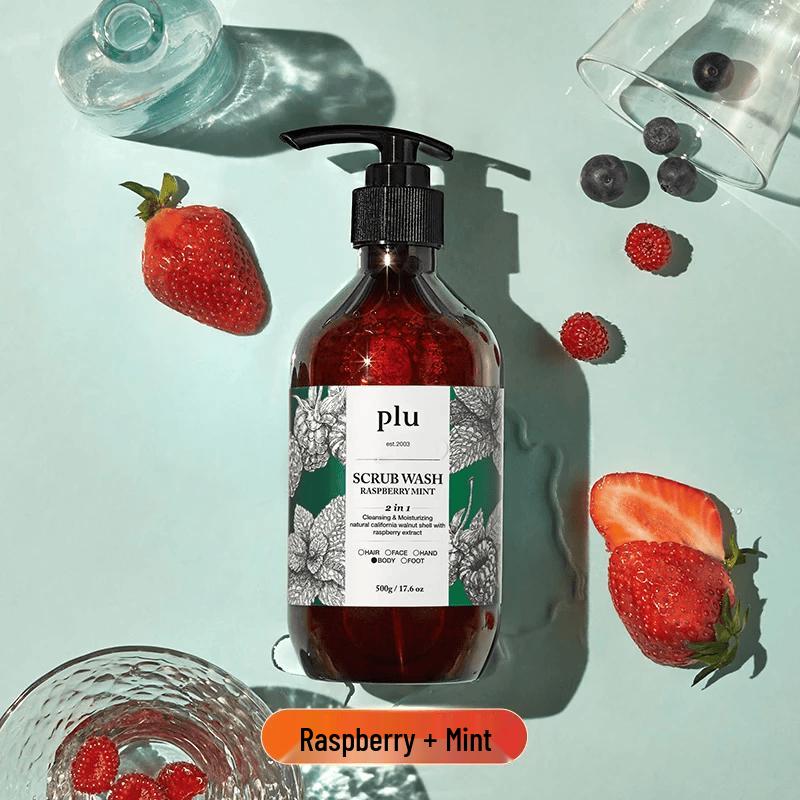 PLU Raspberry Mint Body Scrub Shower Gel
