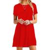 YYFS Women's Fashion Summer Spring Solid Color Print Short Sleeve O-Neck Loose Waistlinet Casual Dresses