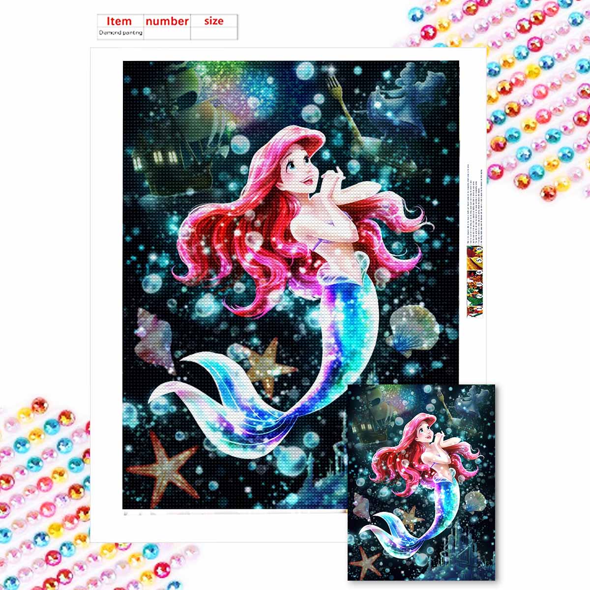 

Наборы для алмазной живописи 5D DIY для взрослых, Красивая русалка, Наборы с полными круглыми кристаллами для начинающих для украшения стен дома Round 20x30cm