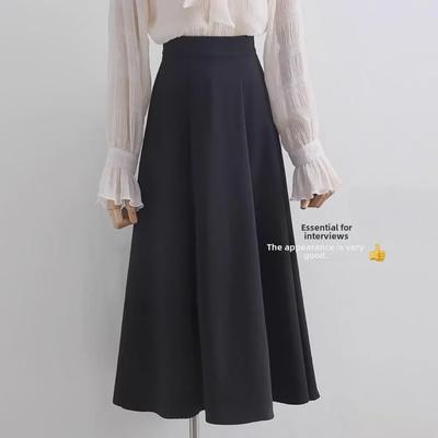 Großer, schmaler schwarzer A-Linien-Rock mit hoher Taille für Damen