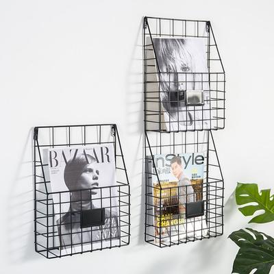 Wall Mounted Magazine File Holder Metal Mesh Foyer Storage Shelf Useful Wire Basket  Office