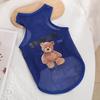 Pet Vest Cartoon Bear Printing Dog Mesh Tank Top Summer Ultrathin Breathable 2-legged Design Puppy Shirt for Small Pets