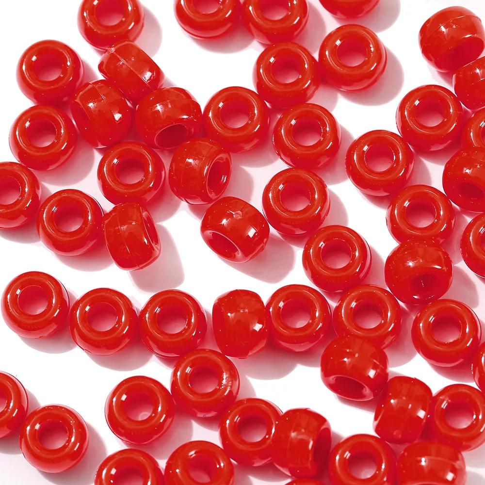 TX40 100Pcs 9mm Colors Minimalist Multicolor Rotundity Acrylic Big Hole Spacer Beads DIY Craft Kid Necklace Bracelets Accessory