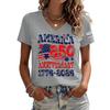 Women's Casual V Neck Short Sleeve Pullover T Shirt 250 Anniversary Graphic Print Top 1776 2026 Independence Day Theme