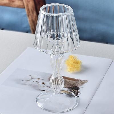 Glass Candle Holder Tansparent Table Lamp Shape Candlestick Holder for Din