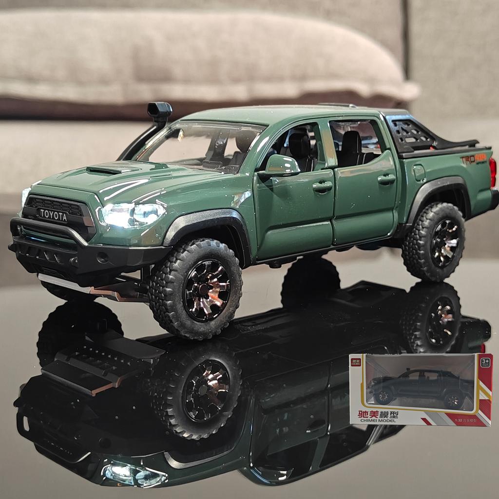 1:32 Scale Toyota Tacoma TRO Off Road Pickup Truck Alloy Diecast Travel Version Model Sound & Light Mini GT Ornament Collection