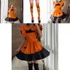Feminine Lolita Halloween Party Dress With Pumpkin Apron And Headdress