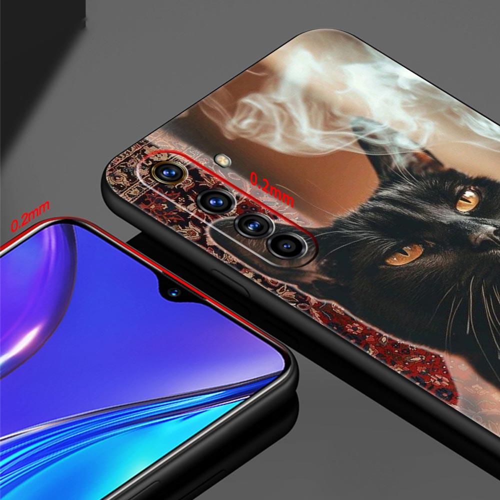 Fashion Kitten Smoking Pattern Case For Realme C67 C63 C55 C53 C35 C25 C21 GT 2 3 5 6 10 11 12 13 Pro Plus Soft TPU Phone Cover