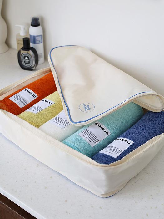 Полотенце Songwol Eclipse из бамбуковой ткани, 250 г (5 листов) + Набор дорожных косметичек AYO L purple