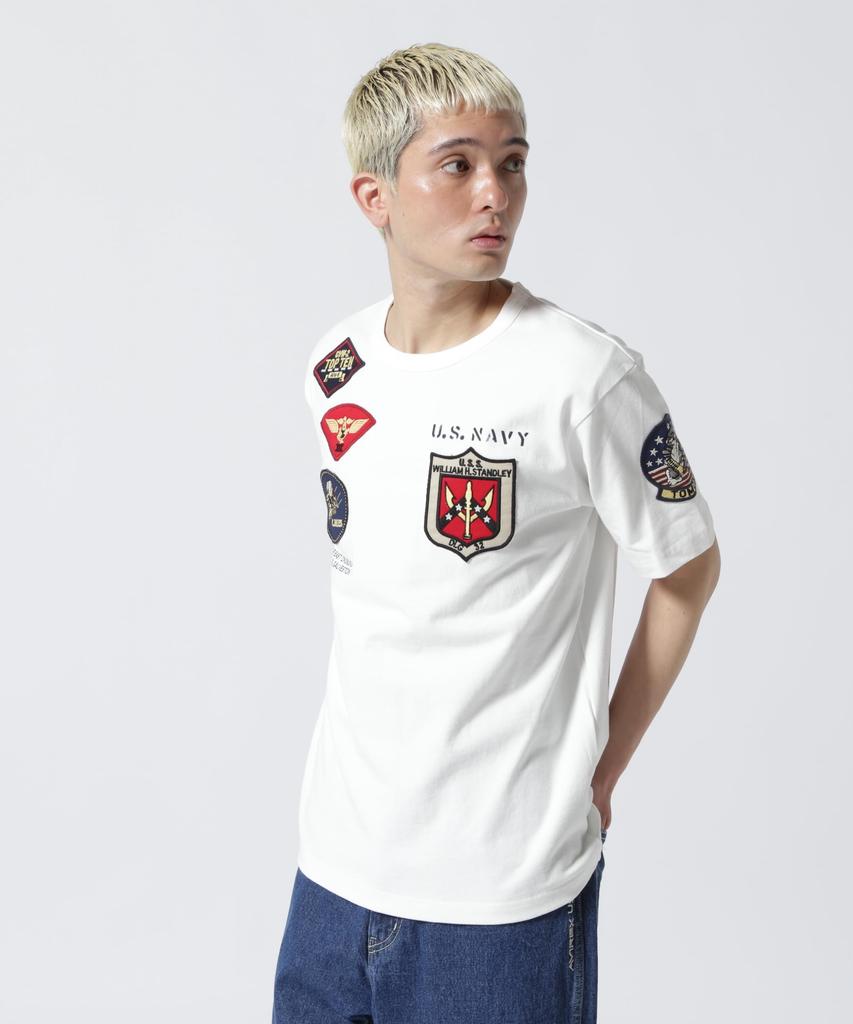 AVIREX TOP GUN WAPPEN CREW NECK Top Gun Patch T-SHIRT (WEB&DEPOT Exclusive) T-Shirt, XL, 030, White, 783-3934021