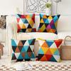 Colored Triangular Patchwork Double-sided Printed Pillow Cover Short Plush Suitable Living Rooms Bedrooms Throw Cushion Cover