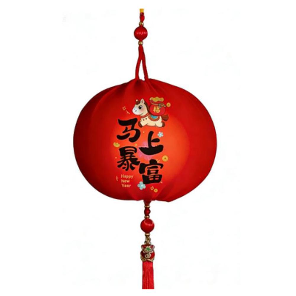 

2026 Festive Velvet Red Lantern with Light Sensor Battery Operated Tassel for Doorway Balcony Decoration 30 22cm