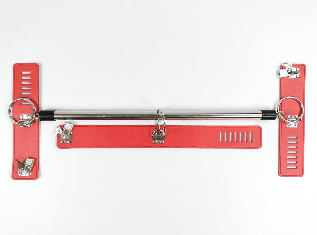 SM Restraint Kit with Locking Leather Handcuffs and Neck Rod