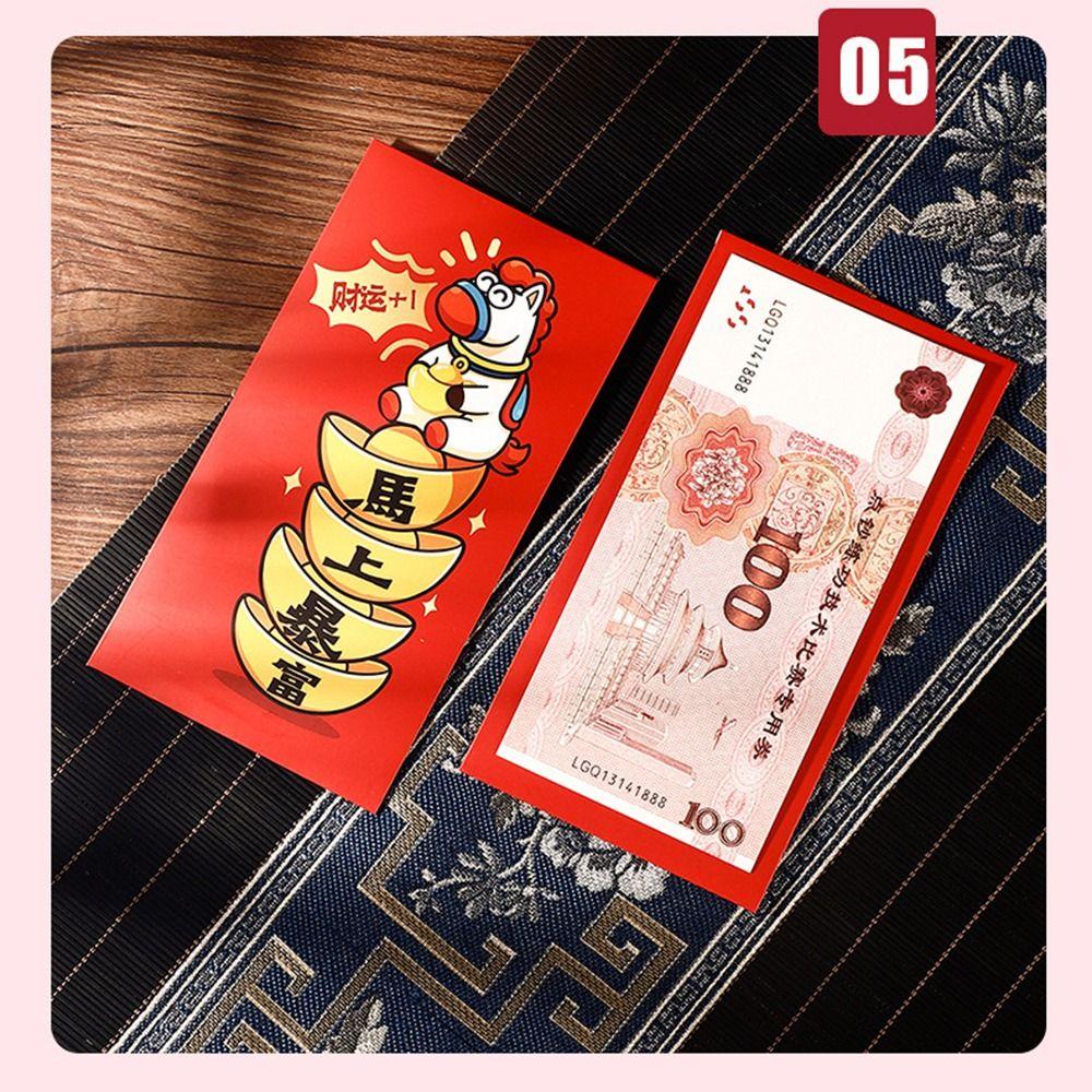 6Pcs/Set Cartoon 2026 Horse Year Red Envelope Creative 2026 Horse Year Red Pocket Lunar New Year