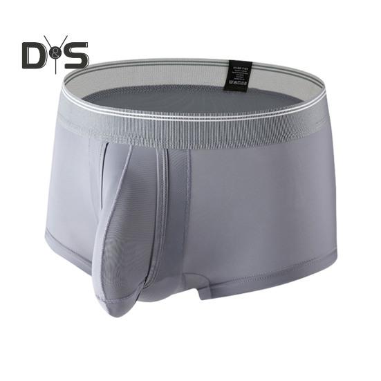 Men Boxer Underwear Elastic Mid-rise Tight Cut High Elasticity Shorts Briefs Solid Color Separated Elephant Nose Breathable Panties