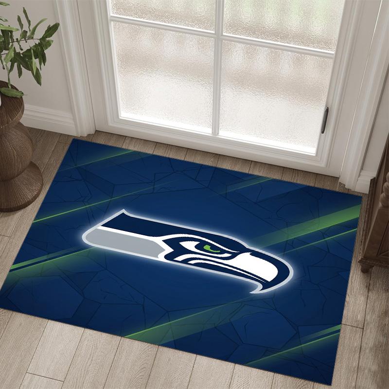 Seattle Seahawks Design Crystal Velvet Carpet Cozy Non?Slip Printed Rug For Bedroom Living Room Entrance