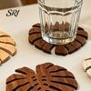 Summer Style Coaster 5Pcs Tropical Leaf Coasters Wooden Drink Mats for Kitchen Bar Table Protection Monstera Shape Heat-Resistant Mat Rustic