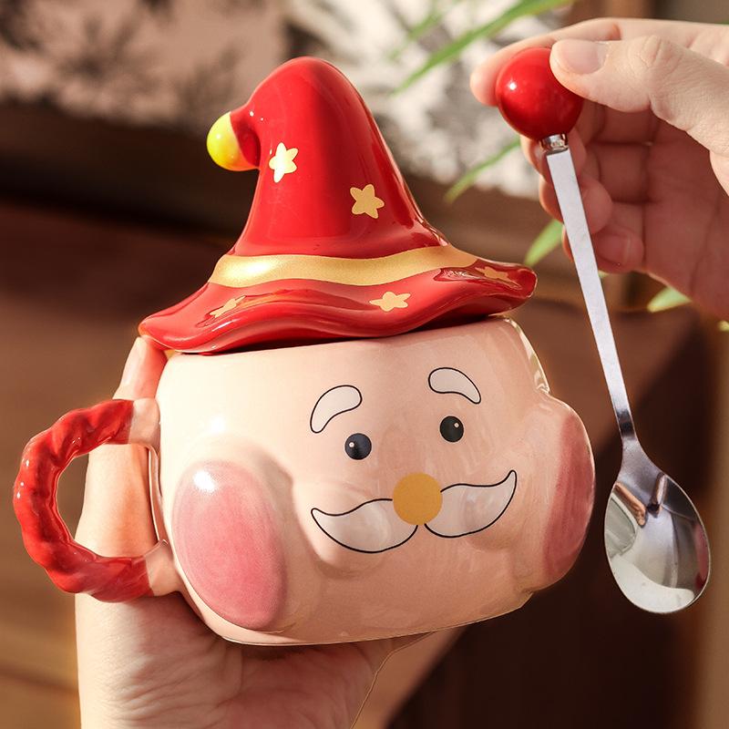 High-value Christmas Ceramic Cups, Mugs with Lids, Cute Girls, Girlfriends, Birthday Gifts, Souvenirs