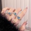 Fairy Wind Aquamarine Niche Design Sense Open Ring Light Luxury Premium Water Drop Full Diamond Index Finger Ring Stacked Wear Ring