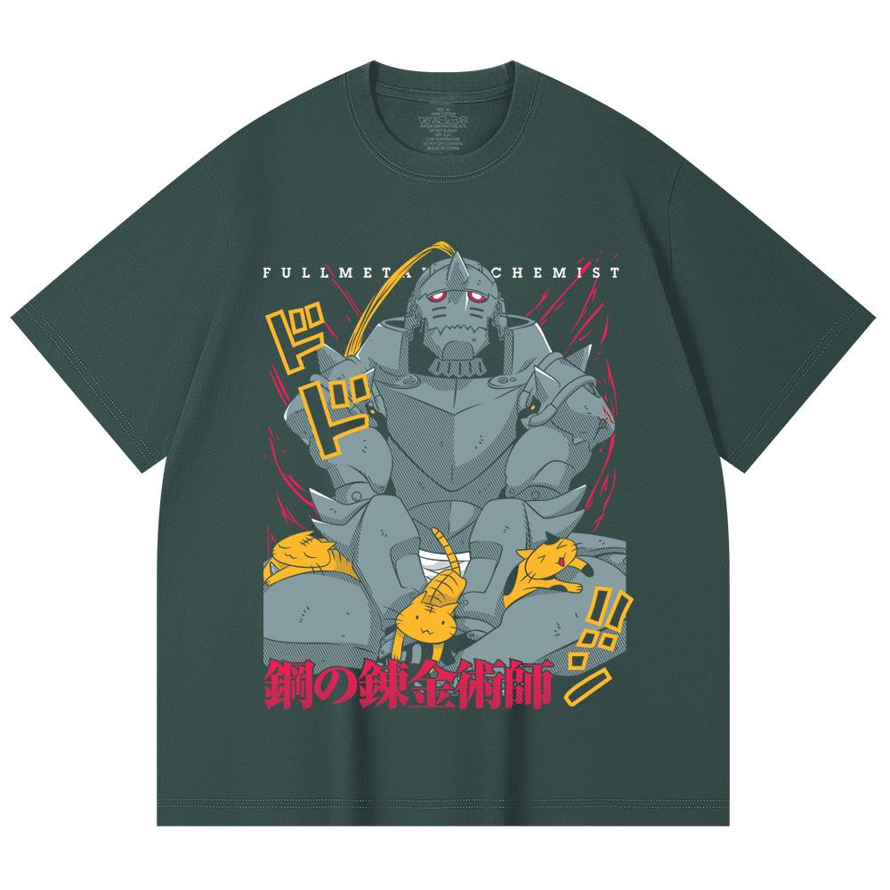 T-shirt Unisex in Cotone Pesante 230 g/m² 100% Cotone con Stampa Fullmetal Alchemist V4 Alphonse