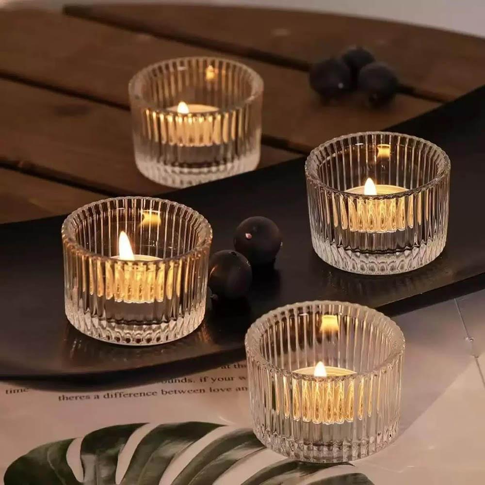 2 Stück Glas Teelichthalter Klein Klar Mini Kerzenständer Tischdekorationen Heimdekorationen für Hochzeit Festival Geburtstag