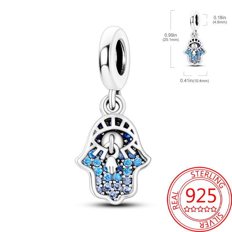 Mysterious Copper Love Evil Eyes Celtic Knot Palm Pendant Beads Safety Clip Fit Brand Bracelet Premium Gift Diy