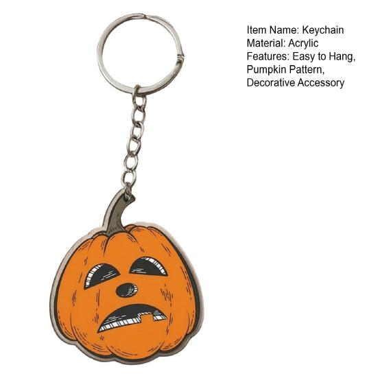 Durable Metal Key Chain Halloween Creepy Pumpkin Acrylic Keychain, Double-sided Head Ring Pattern Charm for Backpacks, Decorative Car Holiday
