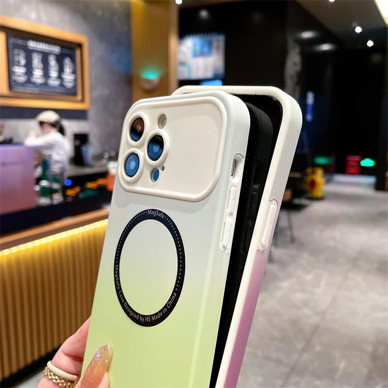 Luxury Gradient Large Window Magnetic Phone Case For iPhone 14 13 12 11 Pro Max Shockproof Cover For iPhone 14 13 12 11
