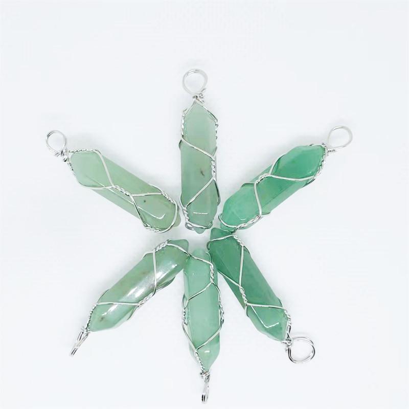 Hexagonal Double-Ended Crystal Pendant DIY Jewelry Accessory
