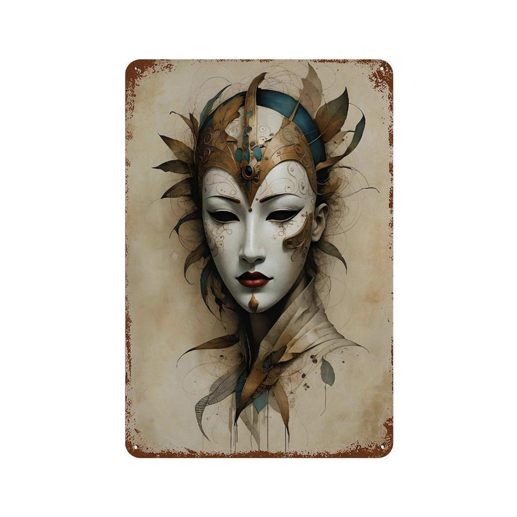 Retro Portrait Distressed Iron Wall Art - Bar & Cafe Decor