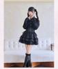Jundakara Gothic Lolita Ribbon Lace Top and Bottom Cute and Long Sleeve Blouse and Gothic Subculture Cosplay Home Size M Set, Dreamy, Skirt, Women's,