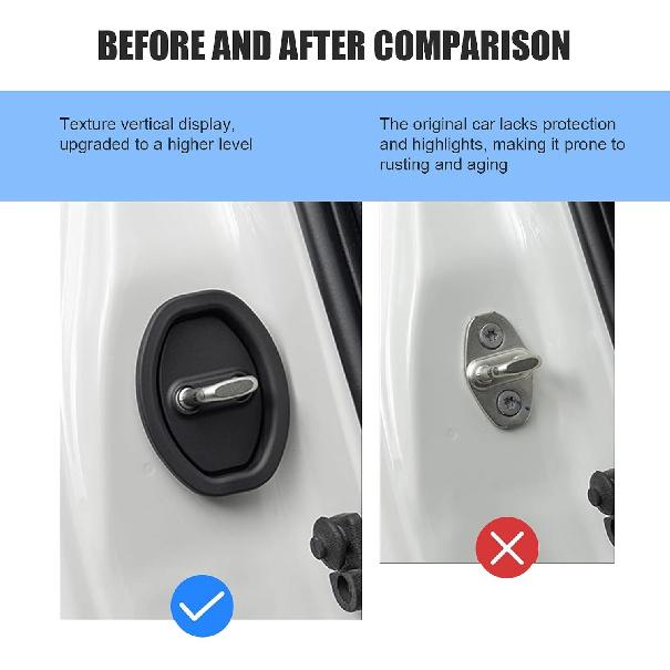 MLY 2 PCS Car Door Latch Lock Cover, Silicone Car Door Latch Covers, Self-Adhesive Anti-Rust Noise Protector Dampers, Doors Look Latch Guard Interior