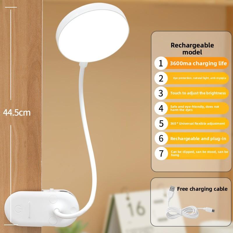 

Clip Desk Lamp LED Rechargeable Eye Caring for Student Dorm Bedroom Bedside Study Reading Lighting Table Lamps