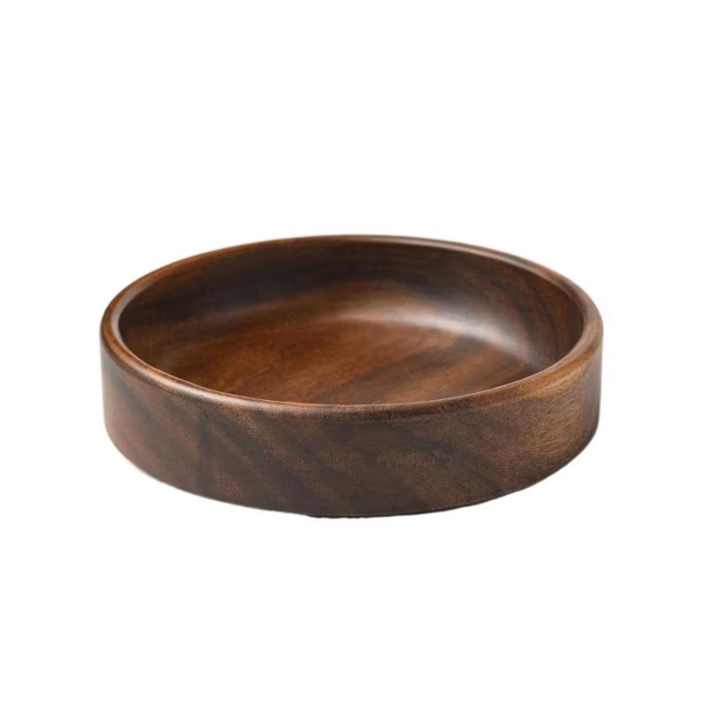 Handmade Wooden Salad Plate Round Snack Serving Tray Vintage Solid Wood Bowl  Hotel