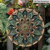 2D Flach, 1 Stück Runde Aluminium-Mandala-Dekorplatte, Aufwendige Ranken-Blumen-Ethnische Mandala-Kunst, Türkranz-Mittelstück, Ideal für Weihnachten, Diwali