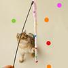 Cat Teaser Stick Long Handle Soft Color Plush Ball Bite-resistant Cat Playing Teaser Wand Toy Pet Supplies