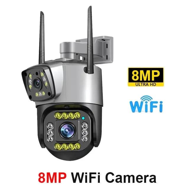 New 8MP 4K Dual Screen Camara 4G/WiFi IP Camera Monitor Smart Home Outdoor Waterproof PTZ CCTV Camera V380 Pro Security Protection