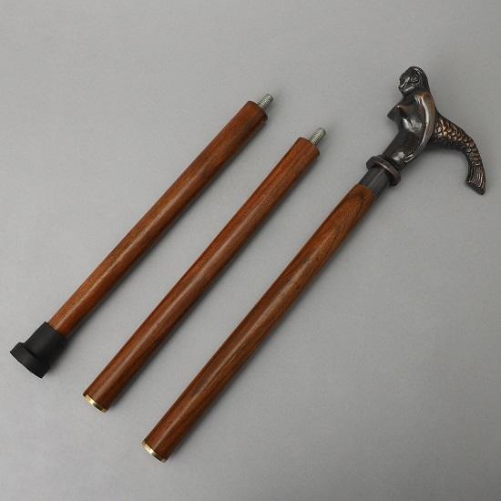 Wooden Cane for Women and Men. Beautiful Antique Cane with a Mermaid Head.