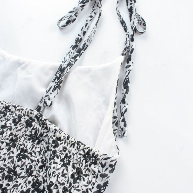 Popruh Květinové Ležérní Ženy Letní Ohlávka Výstřih Bez ramínek Šaty s potiskem na okraji A S-XL